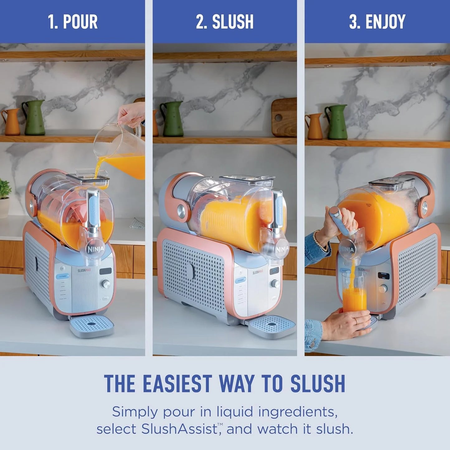 Ninja SLUSHi MAX Smart Frozen Drink Maker, 12+ Servings, Peach, FS605