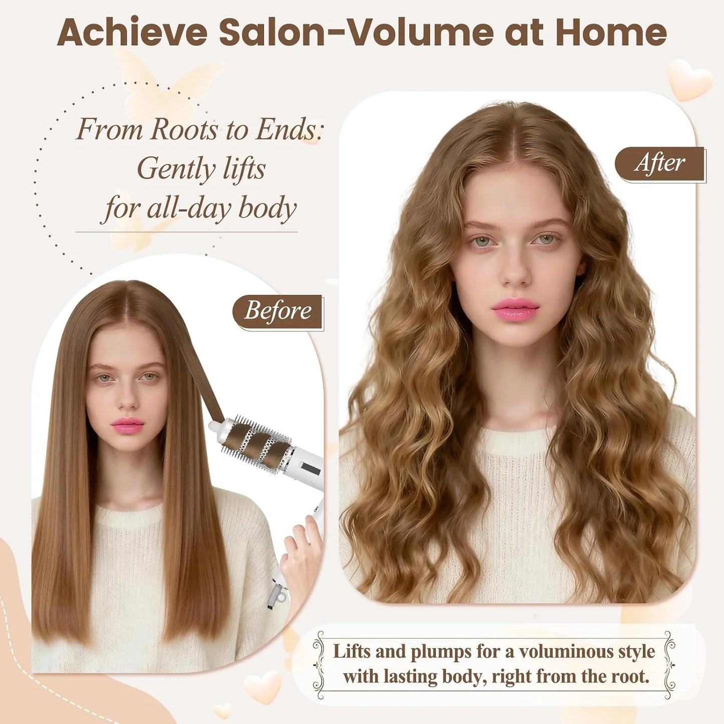 Round Brush Attachment for Shark SpeedStyle, for Shark Speed Style Pro/Pro Flex Hair Dryer, Round Volumizing Brush Accessories for Smooth Adds Volume Curls for Long Hair