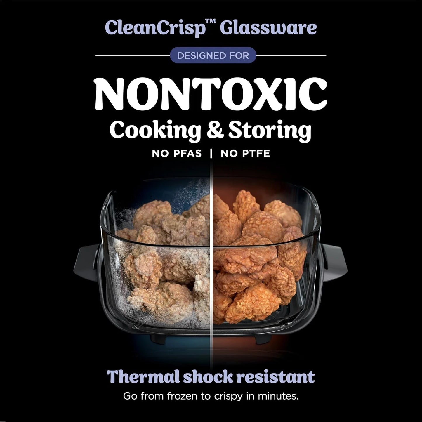 Ninja Crispi Glass Air Fryer, 4-in-1, Frosted Lilac, FN101PR