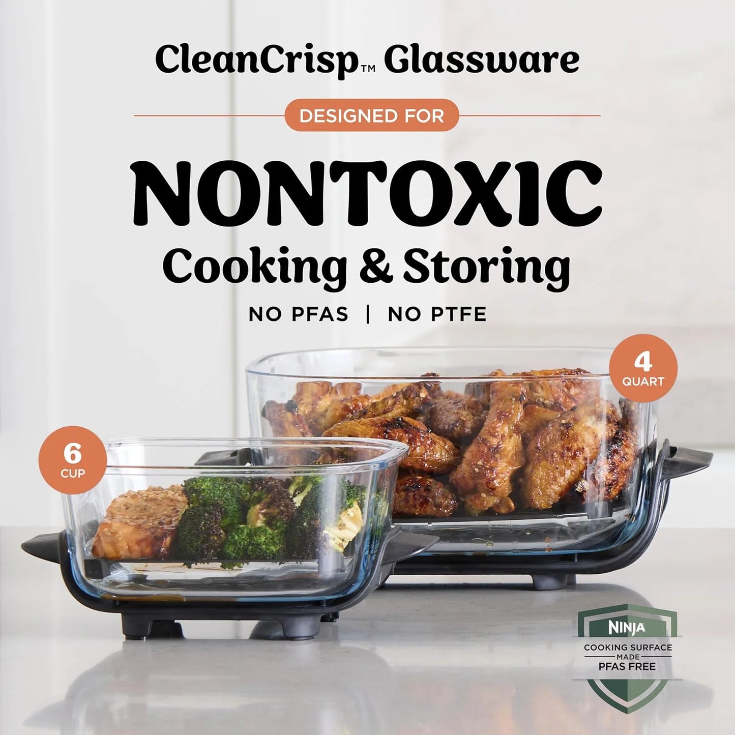 Ninja Crispi Glass Air Fryer, 4-in-1, Orange, FN101OR