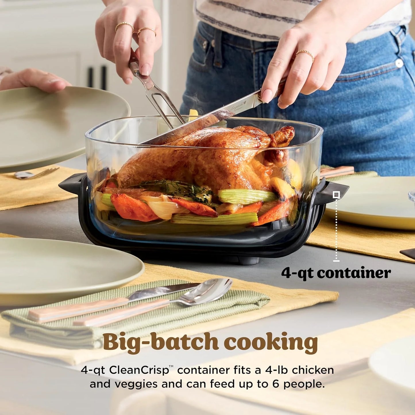 Ninja Crispi Glass Air Fryer, 4-in-1, Ginger Snap, FN101GD