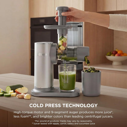 Ninja NeverClog Cold Press Juicer, 24oz Jug, 36oz Pulp, Silver, JC151SL