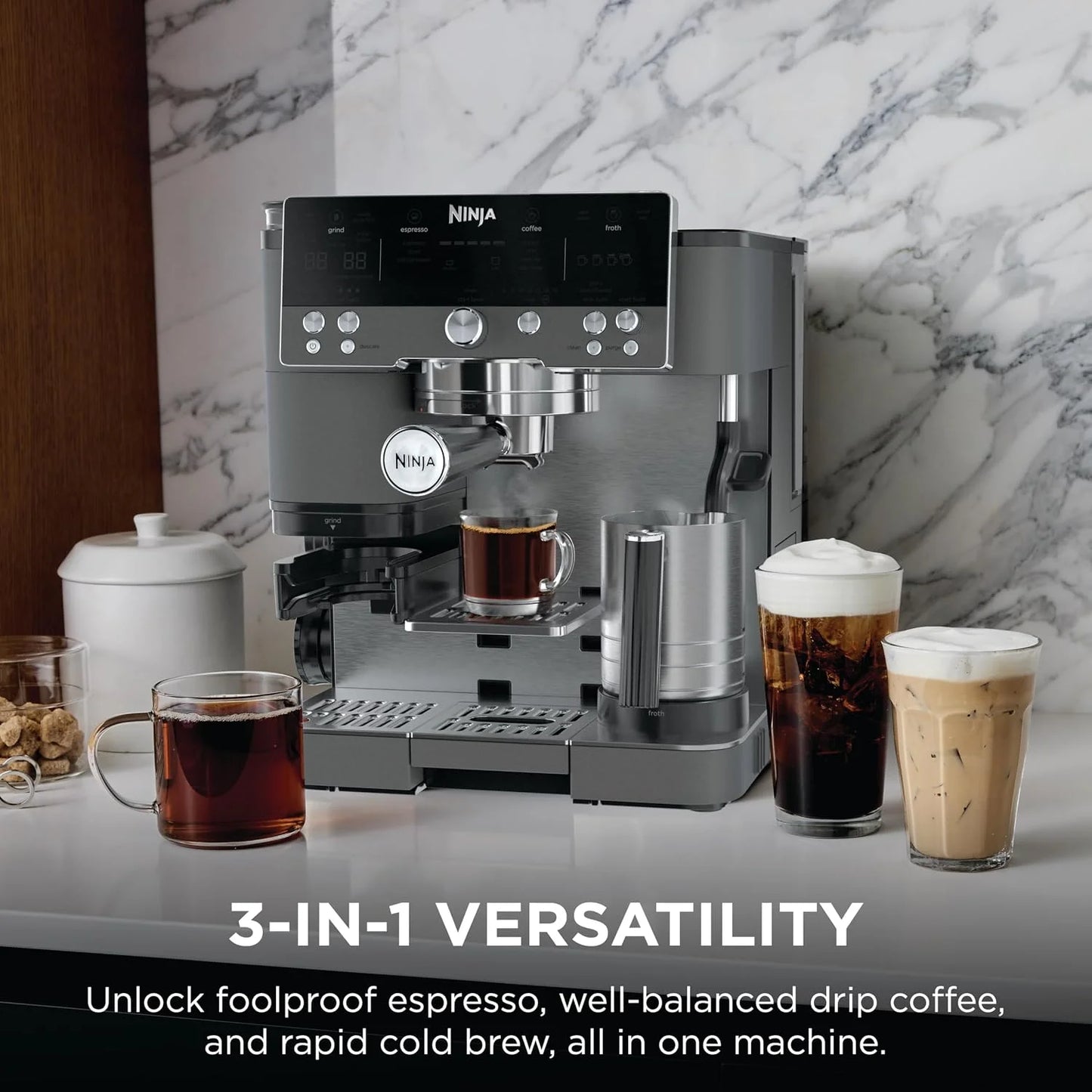 Ninja Luxe Café Premier Espresso & Rapid Cold Brew, Gunmetal, ES601GM