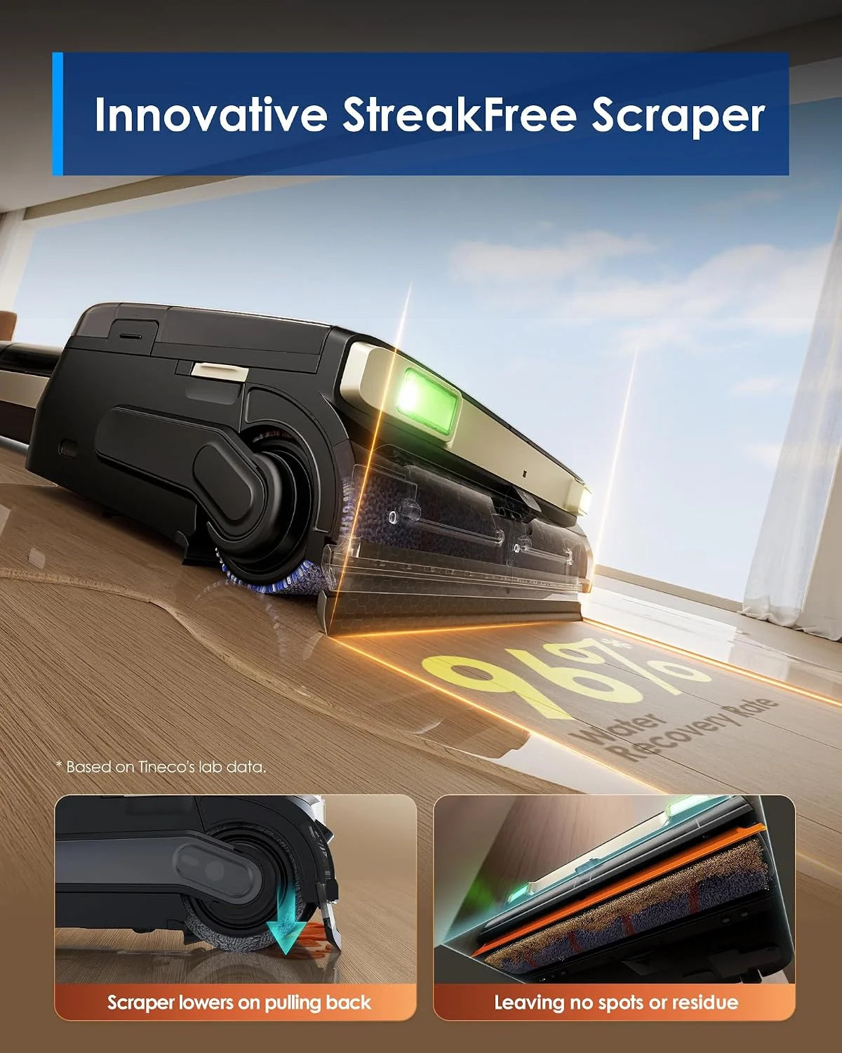 Tineco Floor ONE S9 Master Wet Dry Vacuum Cleaner, StreakFree Scraper, ThermoBlast Tech, Hot Water Mopping, 3.9inch Ultra-Slim Body, 23kPa Suction, Flashdry Self-Cleaning System