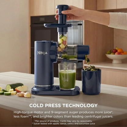 Ninja NeverClog Cold Press Juicer, 24oz Jug, 36oz Pulp, Navy, JC151NV