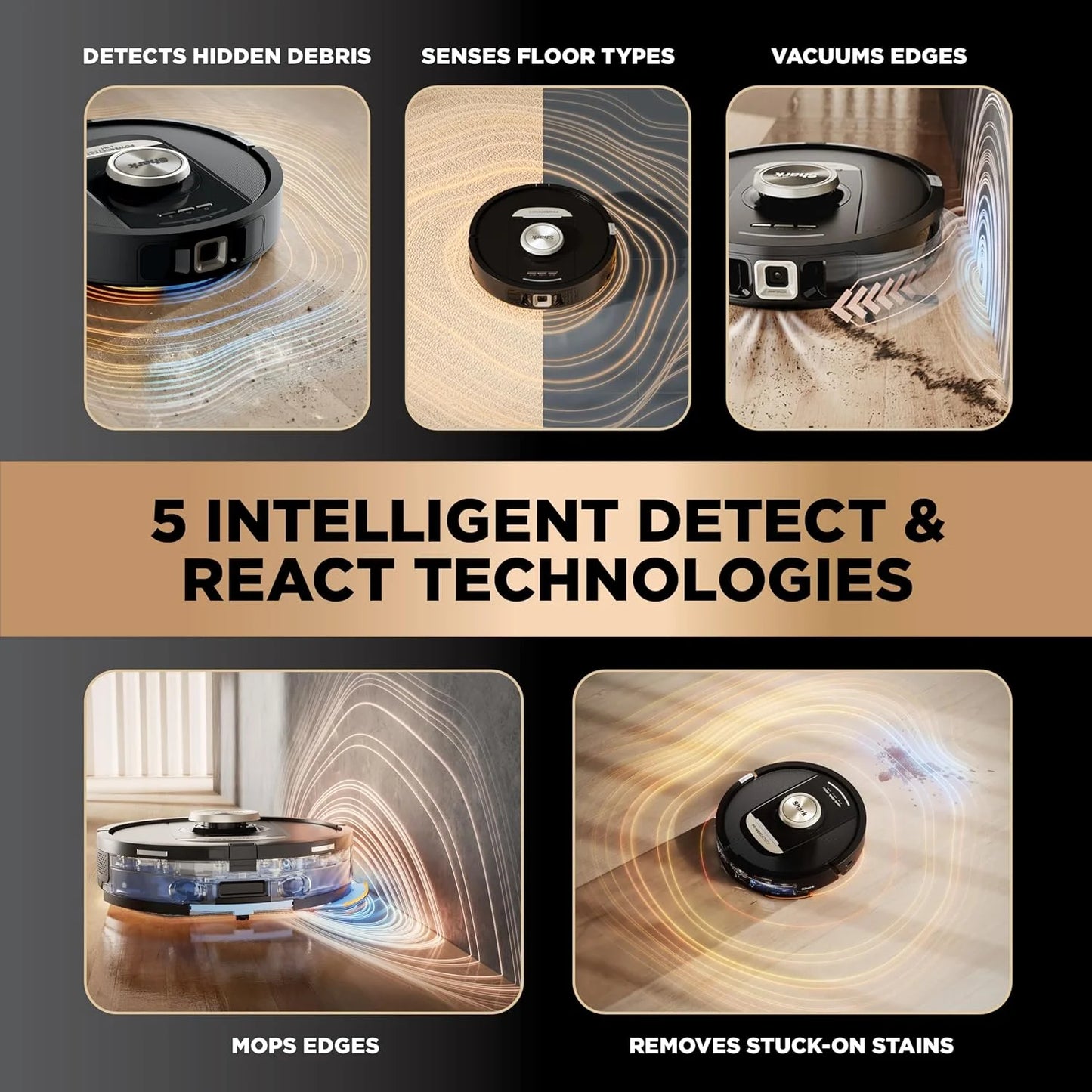 Shark PowerDetect NeverTouch Pro Robot Vacuum & Mop, Black,RV2820ZE