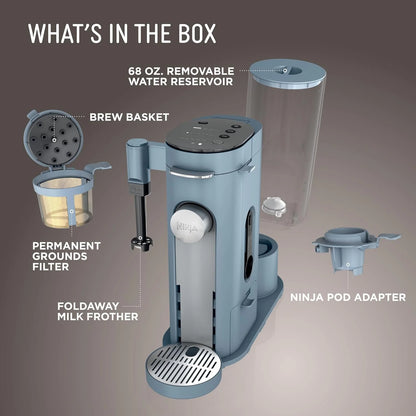 Ninja Pod & Grounds XL Coffee Maker, K-Cup Compatible, Denim Blue, PB055ABL
