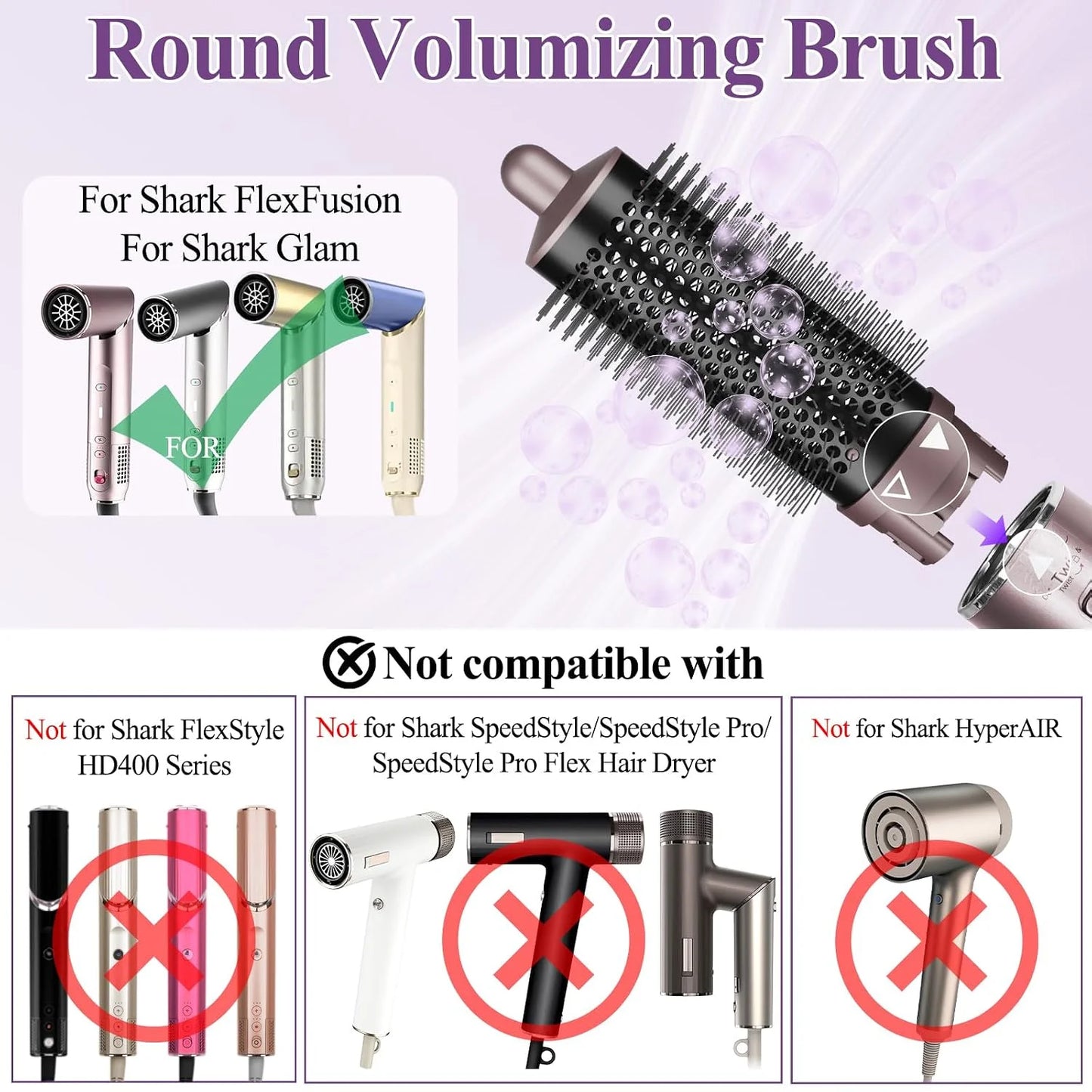 Round Brush Attachment for Shark FlexFusion, for Shark Glam