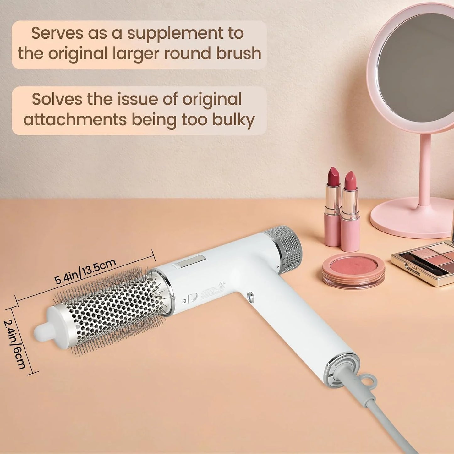 Round Brush Attachment for Shark SpeedStyle, for Shark Speed Style Pro/Pro Flex Hair Dryer, Round Volumizing Brush Accessories for Smooth Adds Volume Curls for Long Hair