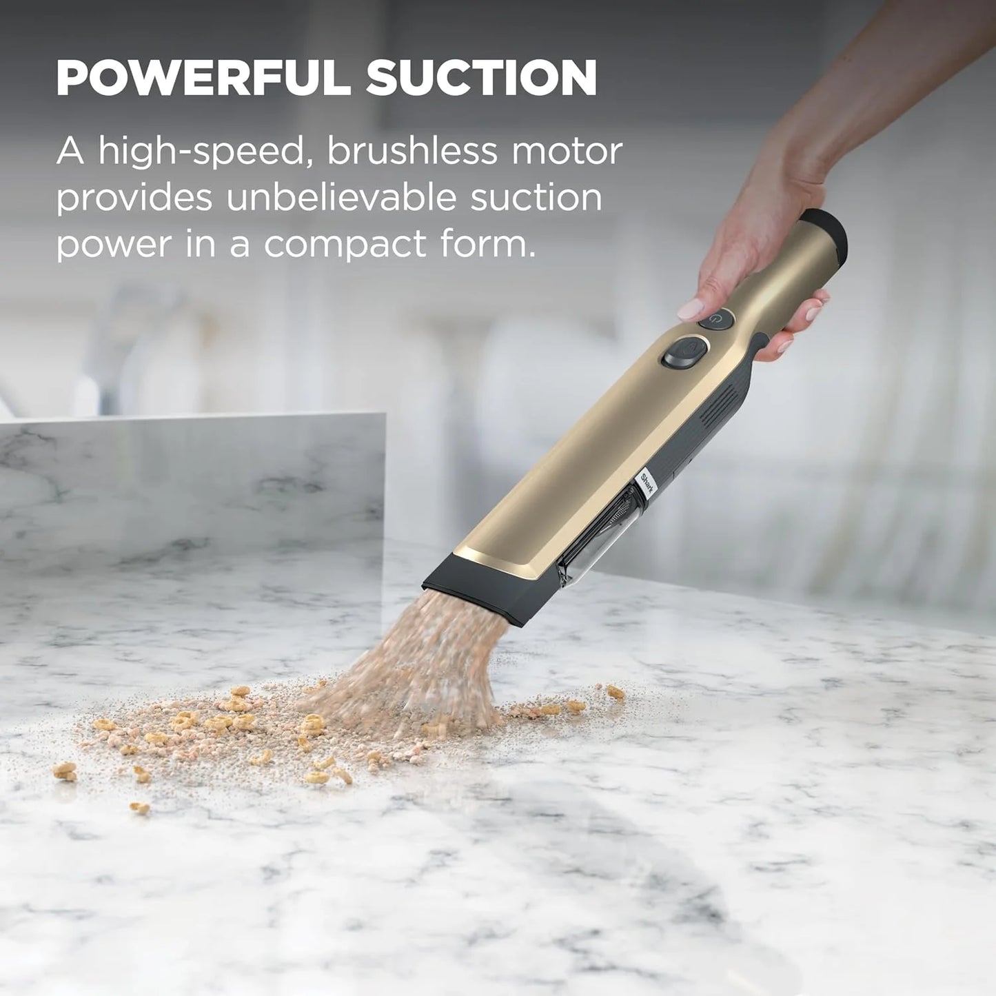 Shark WANDVAC Cordless Hand Vacuum, Lightweight & Portable at 1.4 lbs., Powerful Suction, Charging Dock, One-Touch Empty for Car & Home, French Gold, WV201GD