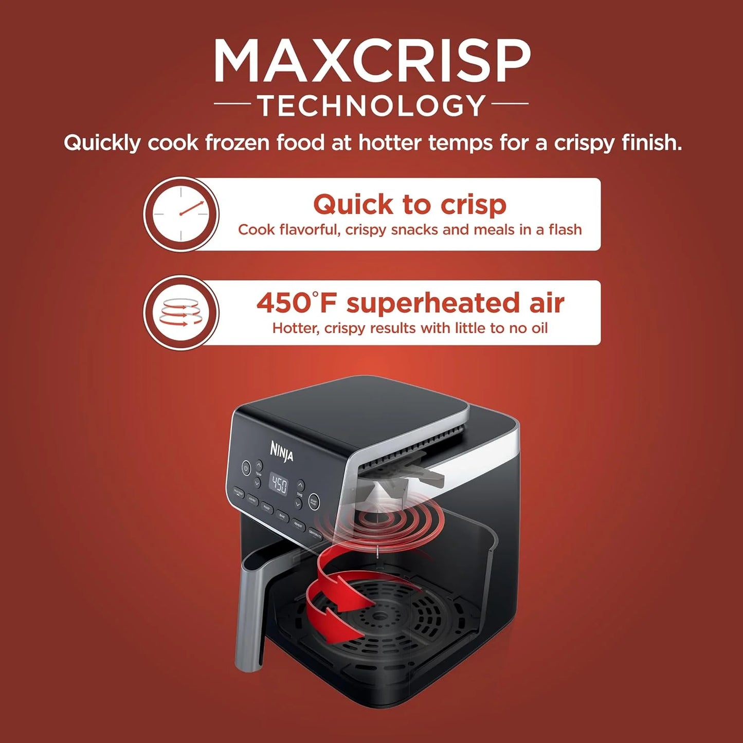 Ninja Air Fryer XL with MaxCrisp, 6.5 Qt, 6-in-1, Grey, AF181