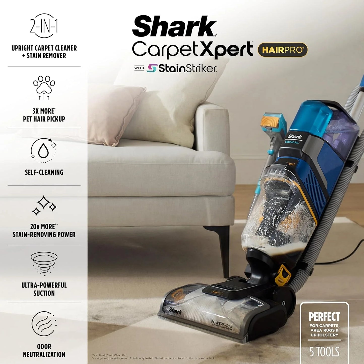 Shark CarpetXpert HairPro StainStriker Carpet & Stain Cleaner, EX304