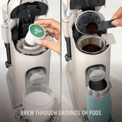 Ninja Pod & Grounds, XL Coffee Maker, K-Cup Compatible, Stone, PB055AST