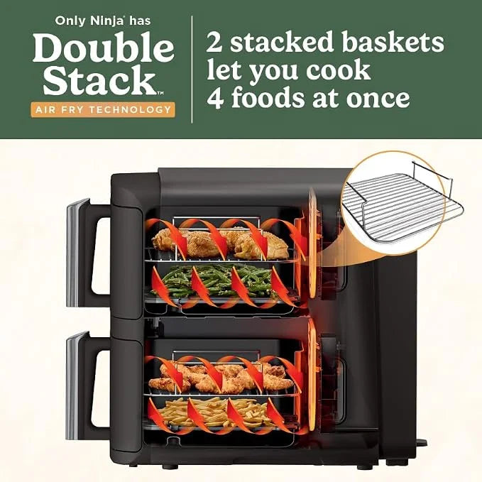 Ninja Air Fryer DoubleStack, 8 Qt, 6-in-1, Black, SL201