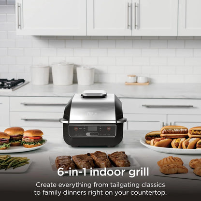 Ninja® Foodi® 6-in-1 Indoor Grill & Air Fryer, 500°F, Black/Silver, EG201