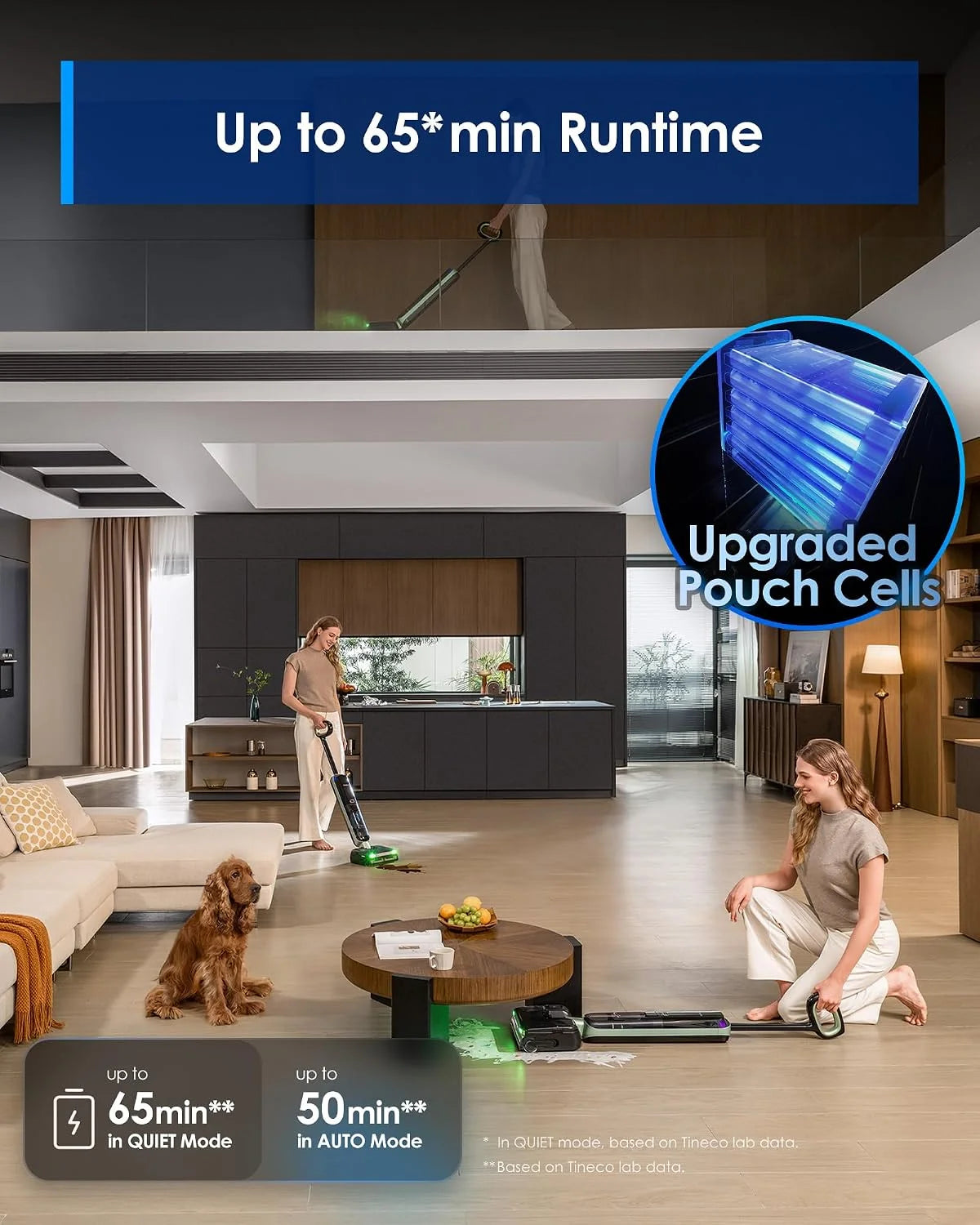 Tineco Floor ONE S7 Master Wet Dry Vacuum Cleaner, 23kPa Suction Vacuum Mop with DustReveal Green Headlight, 65 Min Runtime, 185°F Flashdry, 3.9inch Ultra-Slim Stretch Mop