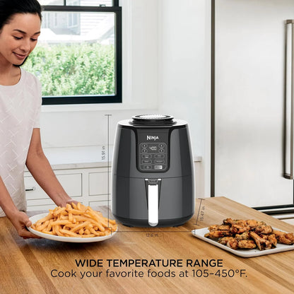 Ninja Air Fryer, 4 Qt Capacity, 4-in-1 Crisp, Roast, Reheat, and Dehydrate, Dishwasher Safe Parts, 105°F-400°F, 1550 Watt, Grey, AF101