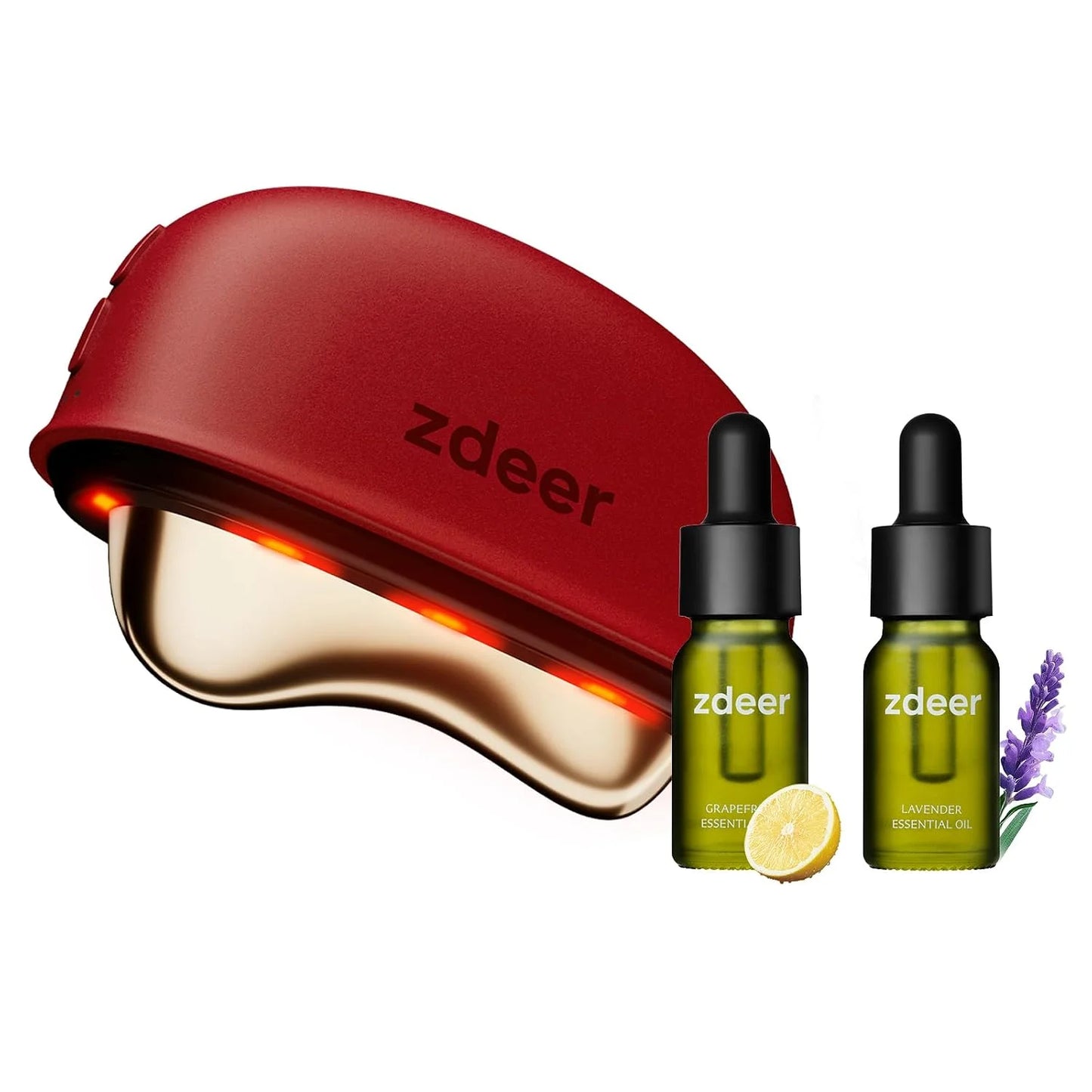 ZDEER GS5 Electric Heated Gua Sha Kit, Red Light Face Massager Tool, Red