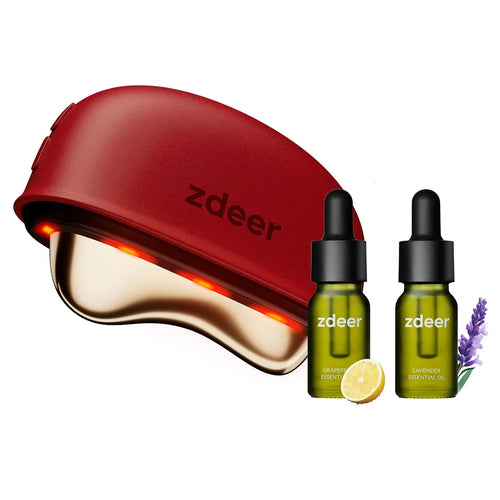 ZDEER GS5 Electric Heated Gua Sha Kit, Red Light Face Massager Tool, Red