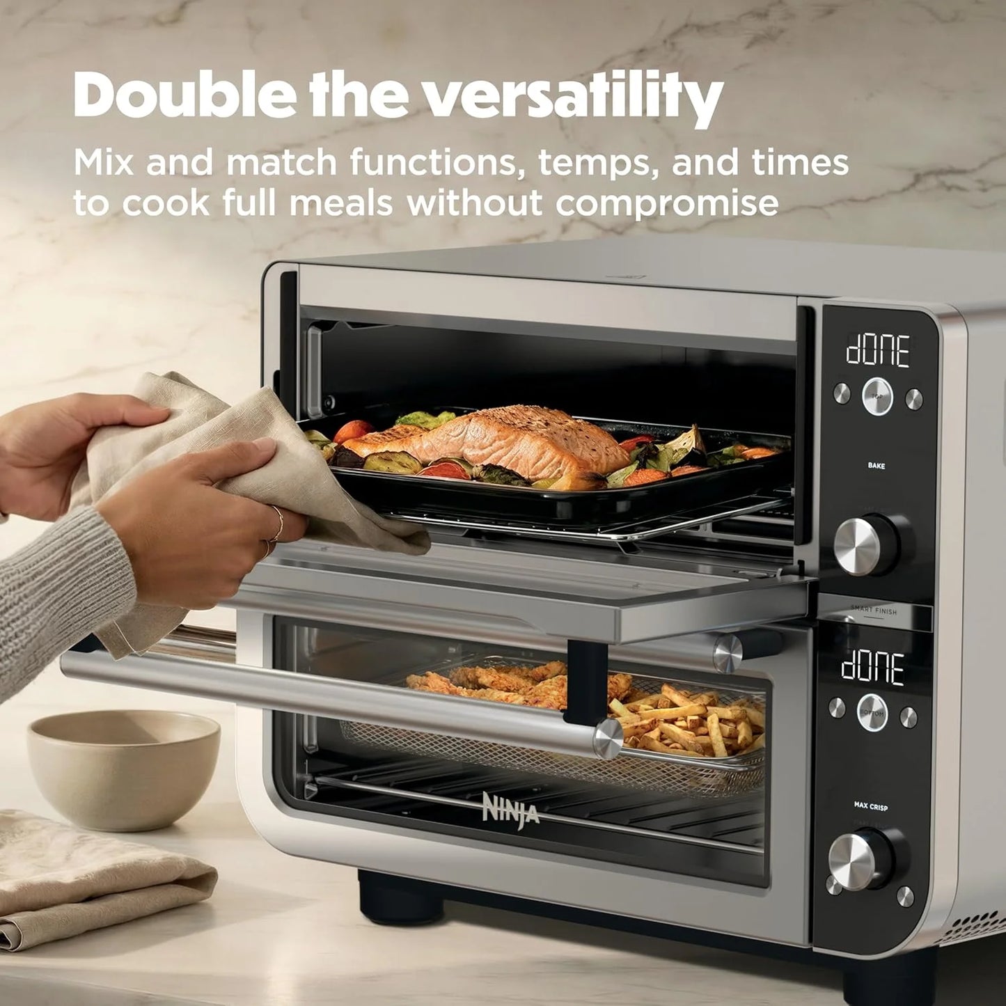 Ninja Double Oven Pro Smart XL, 30.2 Qt, 12-in-1, Stainless Steel, DCT801