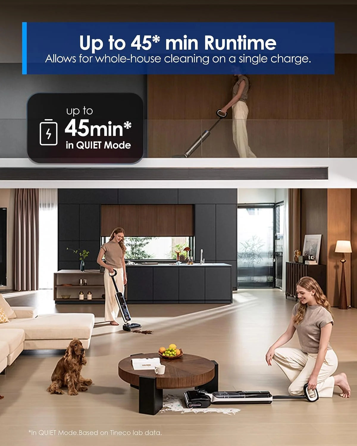 Tineco Floor ONE S6 Master Wet Dry Vacuum Cleaner, 20kPa Suction Vacuum Mop with Dual-Edge Cleaning, 45 Min Runtime (Quite Mode), 185°F Flashdry, 4inch Ultra-Slim