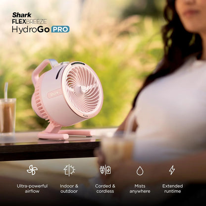 Shark FlexBreeze HydroGo Pro Portable Misting Fan, Dune, FA056GY1