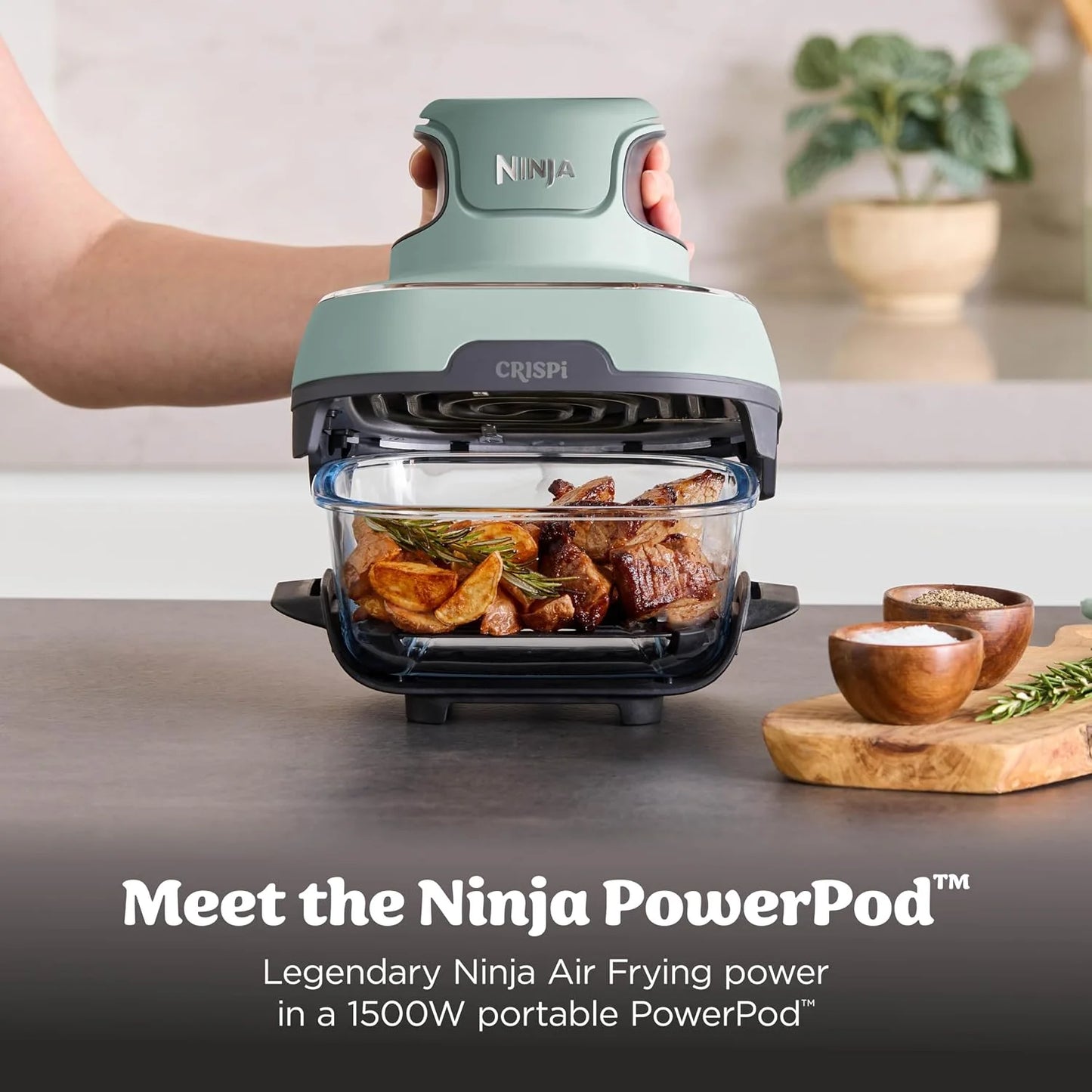 Ninja Crispi Glass Air Fryer, 4-in-1, Green, FN101SG