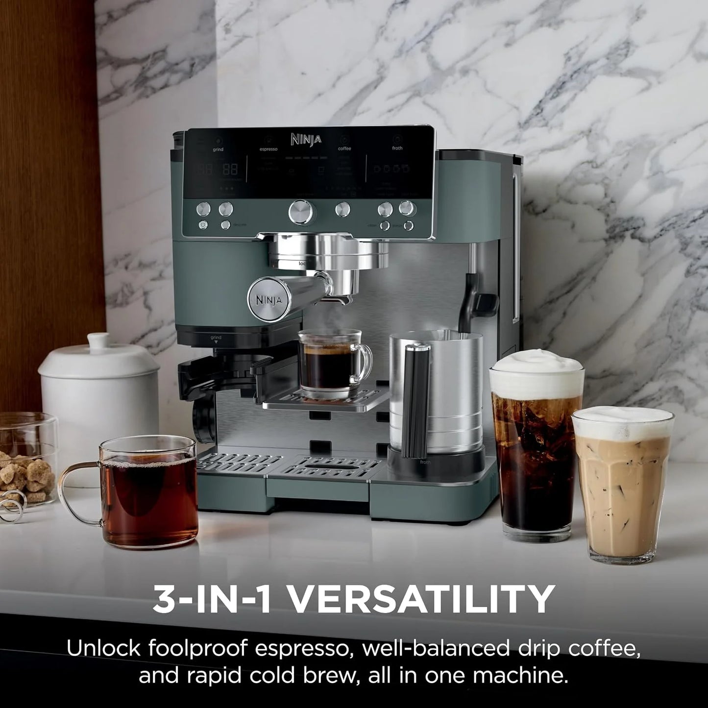 Ninja Luxe Café Premier Espresso, Drip Coffee & Cold Brew, Green, ES601GY