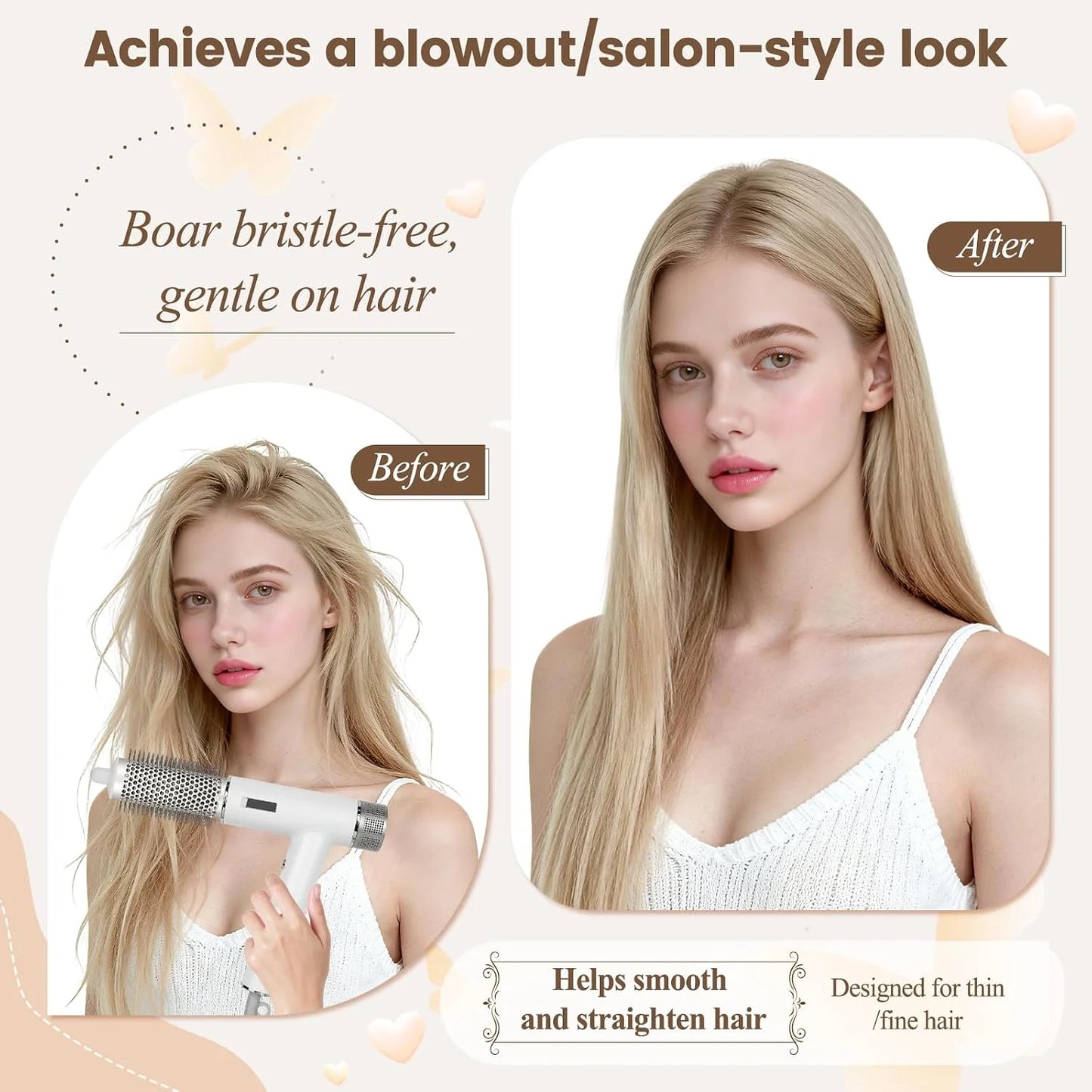 Round Brush Attachment for Shark SpeedStyle, for Shark Speed Style Pro/Pro Flex Hair Dryer, Round Volumizing Brush Accessories for Smooth Adds Volume Curls for Long Hair