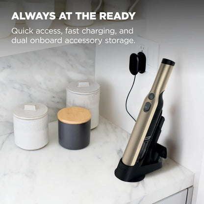 Shark WANDVAC Cordless Hand Vacuum, Lightweight & Portable at 1.4 lbs., Powerful Suction, Charging Dock, One-Touch Empty for Car & Home, French Gold, WV201GD