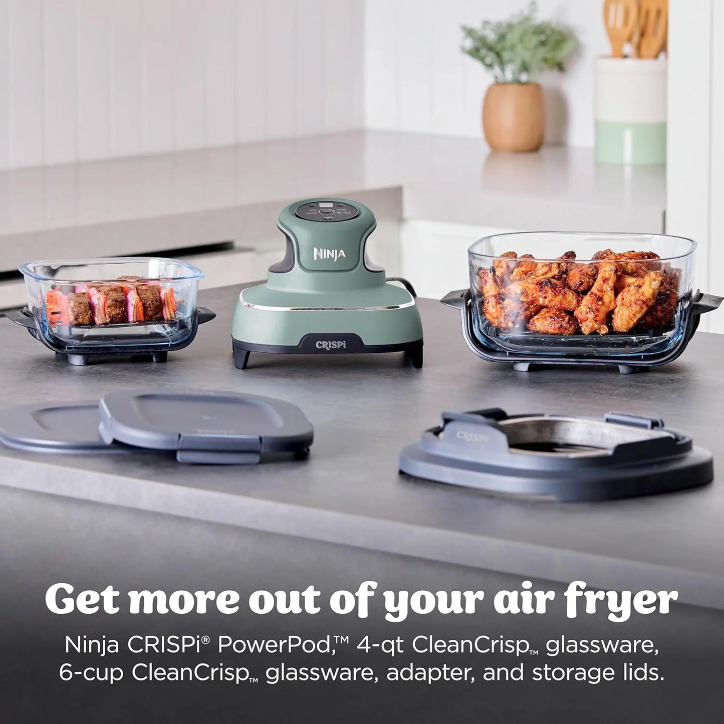 Ninja Crispi Glass Air Fryer, 4-in-1, Green, FN101SG
