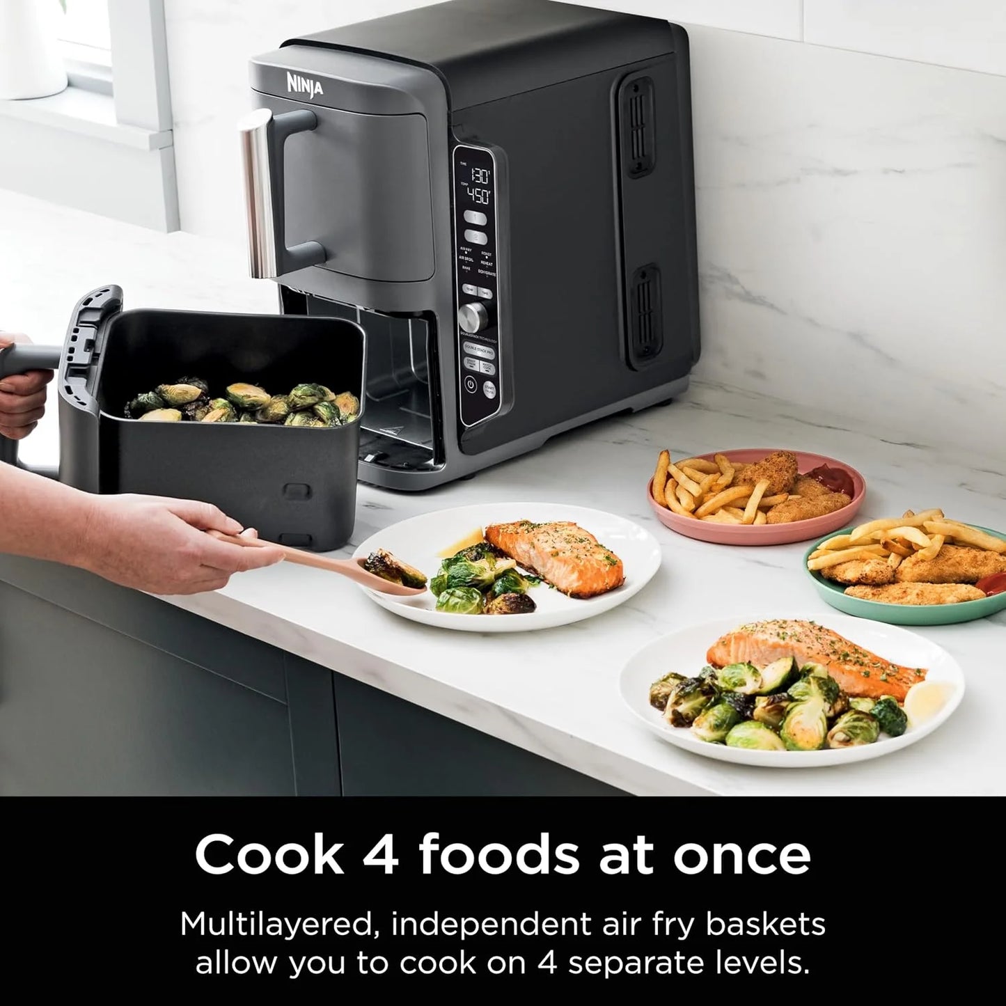 Ninja Air Fryer DoubleStack XL, 10 Qt, 6-in-1, Deep Grey, SL401
