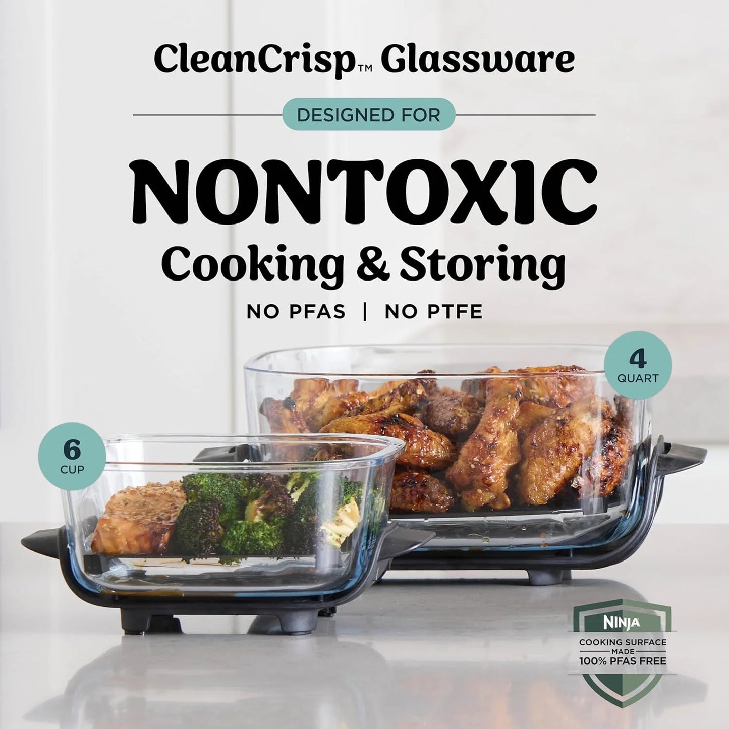Ninja Crispi Glass Air Fryer, 4-in-1, Grey, FN101GY