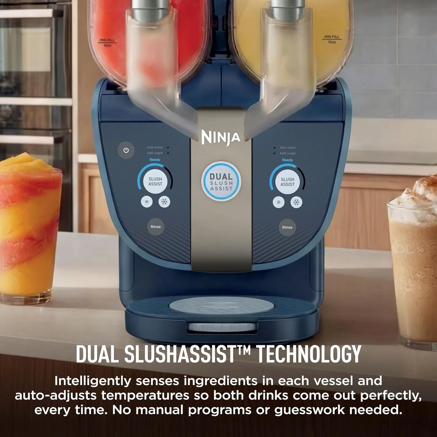 Ninja SLUSHi Twist Smart Frozen Drink Maker with Dual SlushAssist, FS701BL