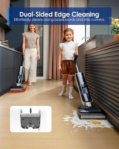 Tineco Floor ONE S6 Master Wet Dry Vacuum Cleaner, 20kPa Suction Vacuum Mop with Dual-Edge Cleaning, 45 Min Runtime (Quite Mode), 185°F Flashdry, 4inch Ultra-Slim