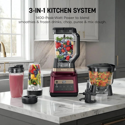 Ninja Professional Plus Kitchen System, 1400WP, Auto-iQ, Red, BN801RD1BRN