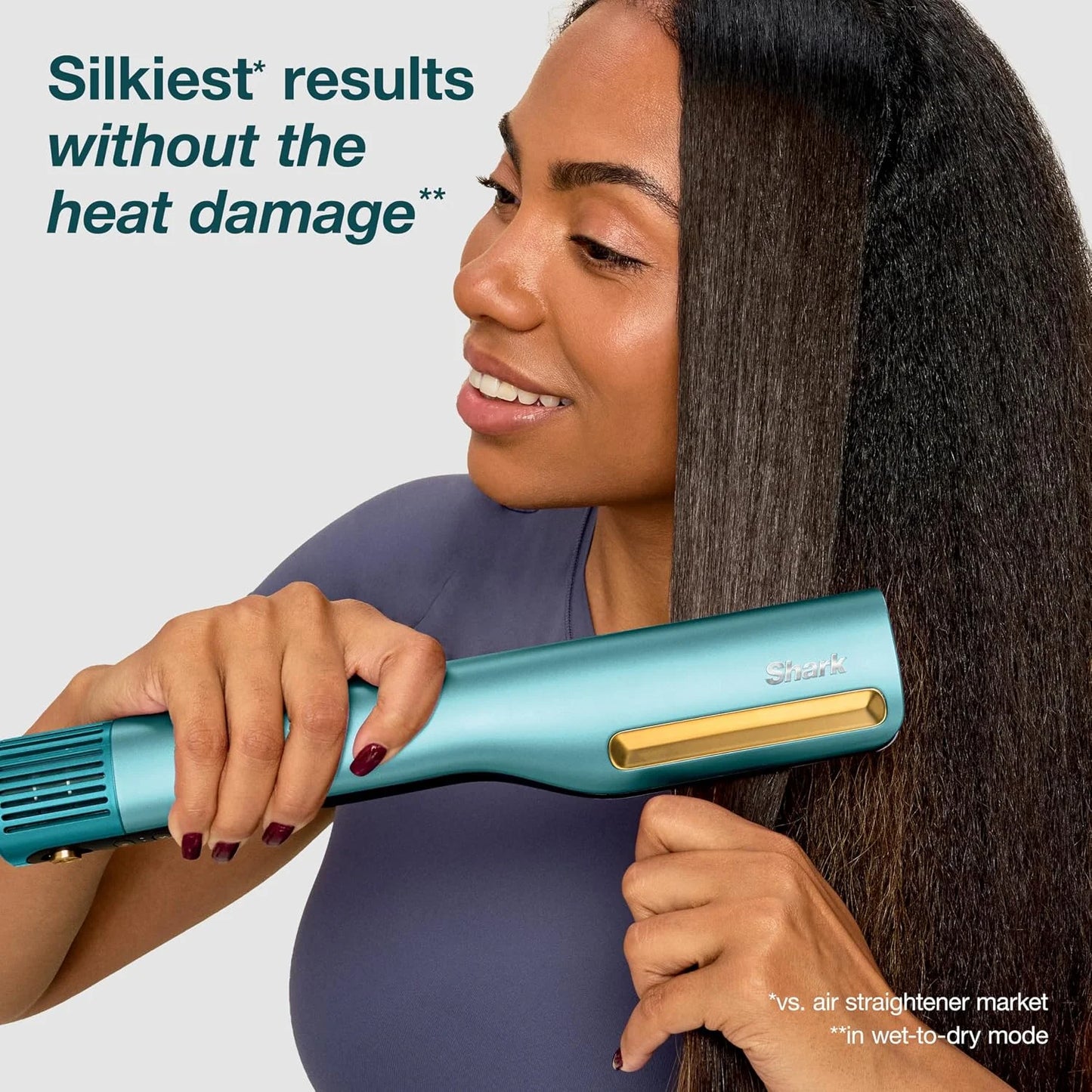 Shark SilkiPro Air Straightener & Blow Dryer, Flat Iron, Plum, HT400PU
