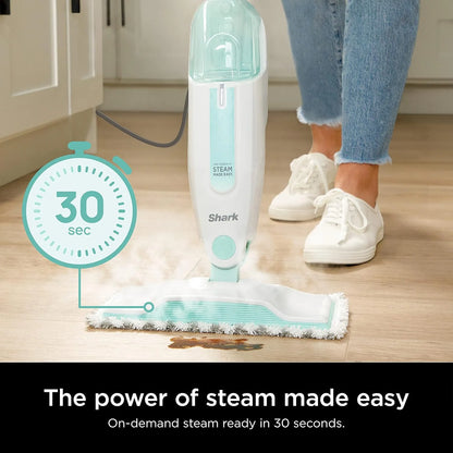 Shark Steam Mop for Sealed Hard Floors with 2 Dirt Grip Pads, White, S1000