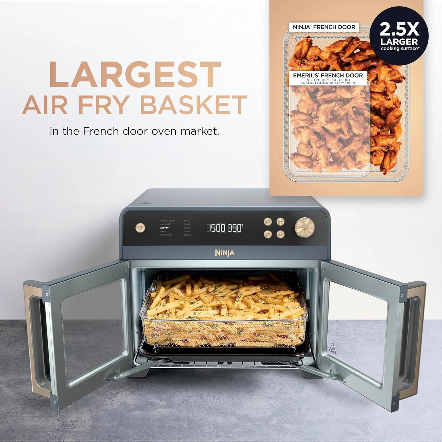 Ninja French Door Premier Air Fry Oven, 10-in-1, Cyberspace, FO101BL