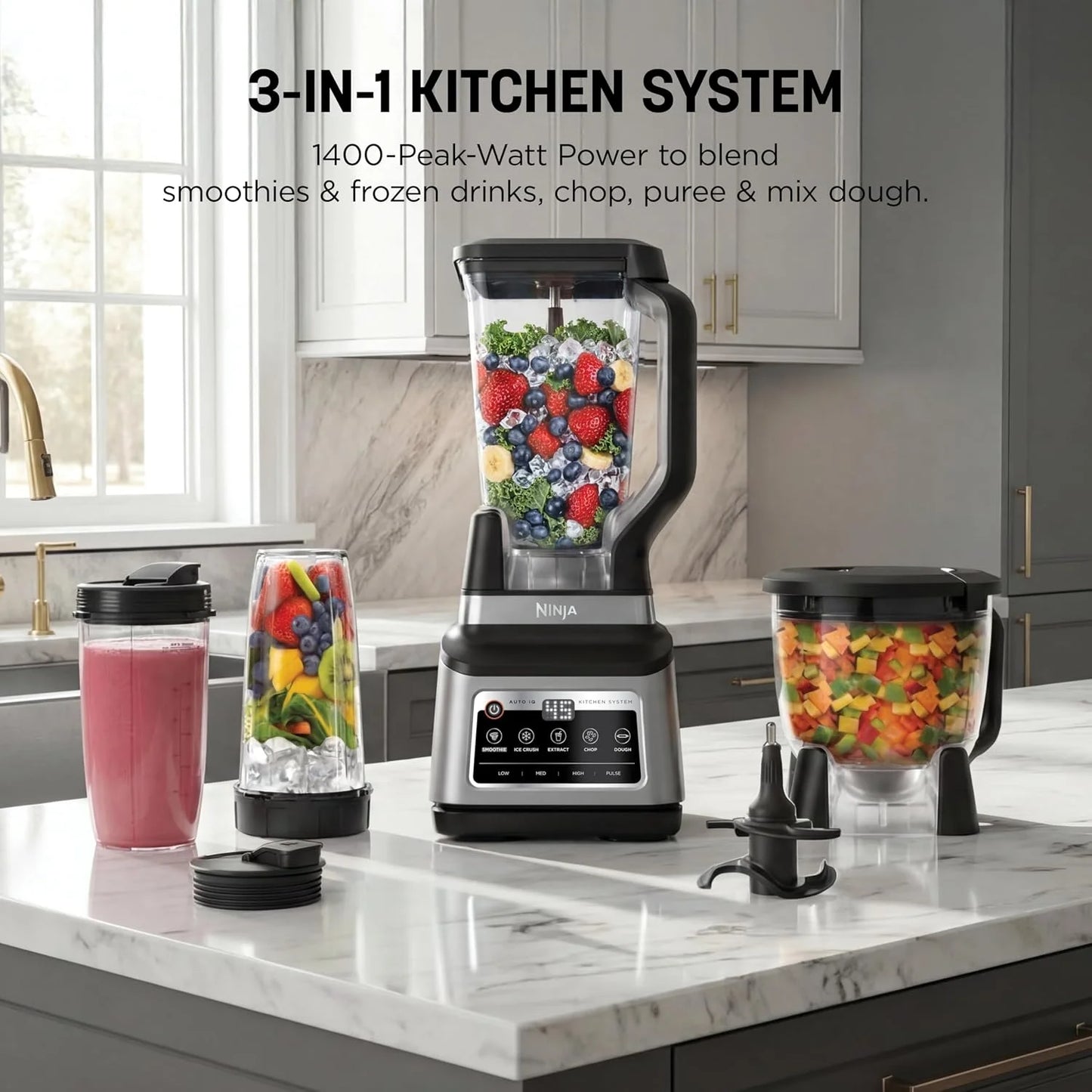 Ninja Professional Plus Kitchen System, 1400WP, Auto-iQ, Grey, BN801