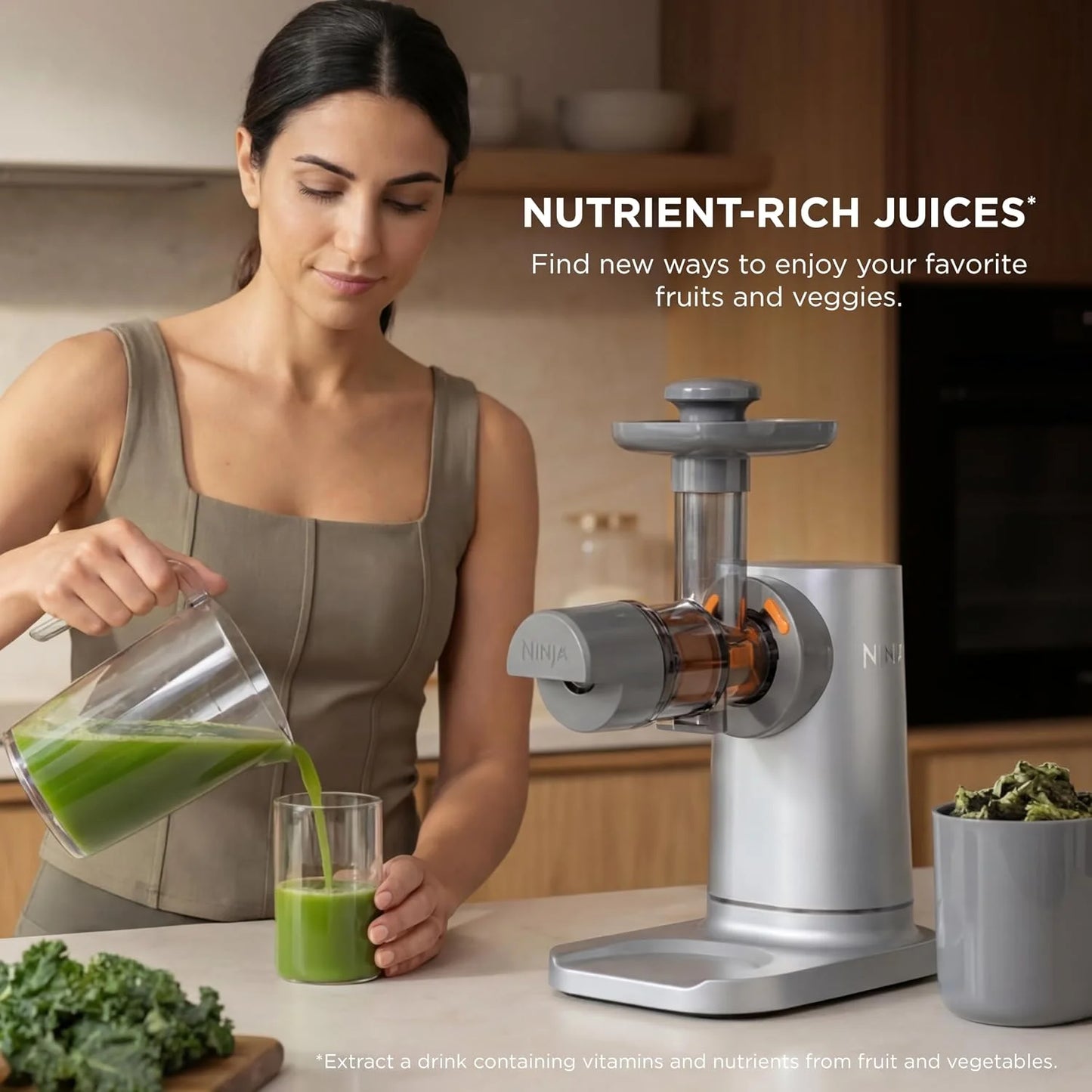 Ninja NeverClog Cold Press Juicer, 24oz Jug, 36oz Pulp, Silver, JC151SL