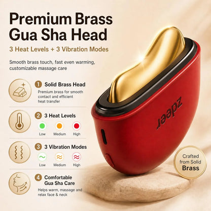 ZDEER GS5 Electric Heated Gua Sha Kit, Red Light Face Massager Tool, Red