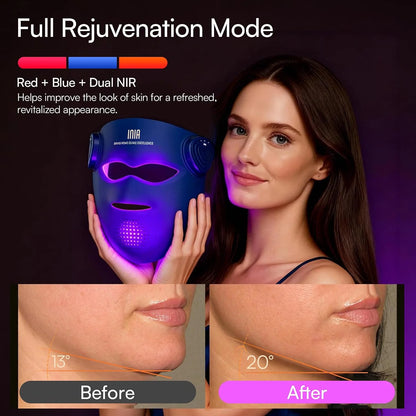 INIA GLOW 4D Wireless Red Light Therapy Mask for Face, Dual NIR, 320 LEDs