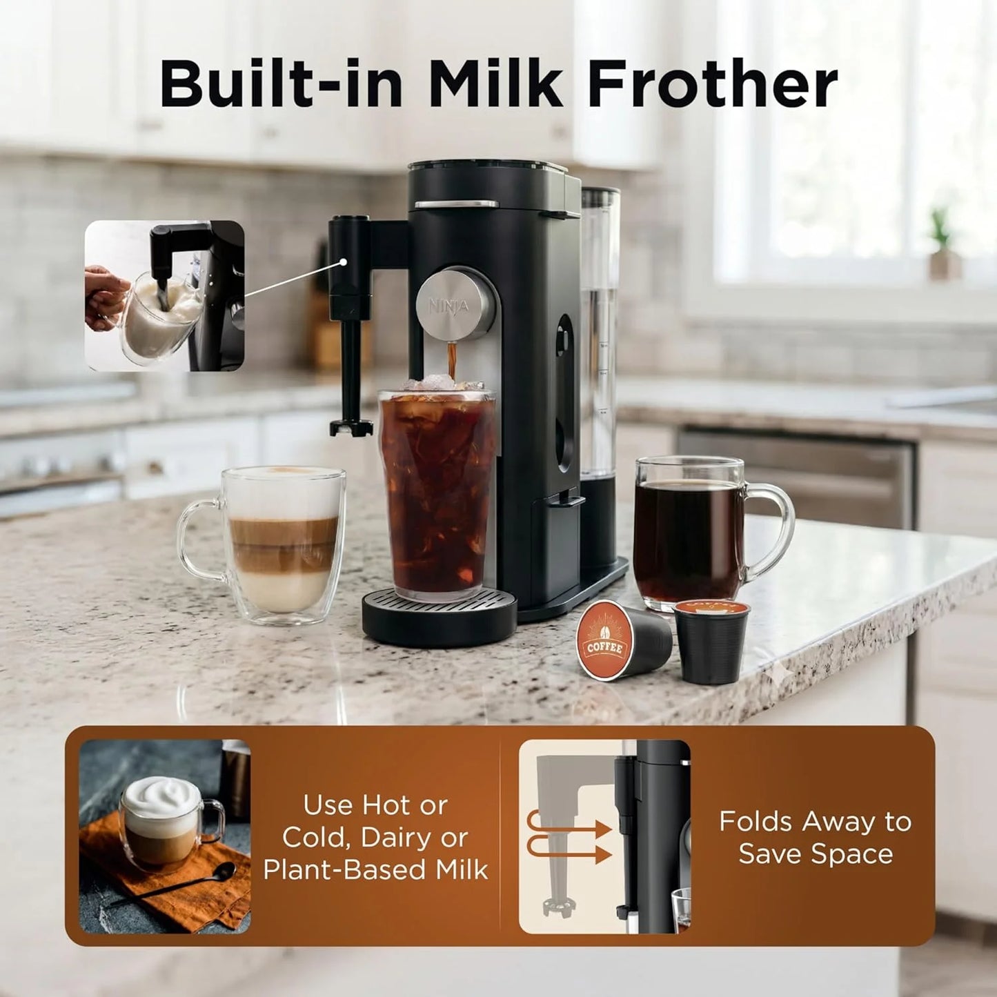 Ninja Single Serve Coffee Maker - Combo Machine, K-Cup Pods and Grounds