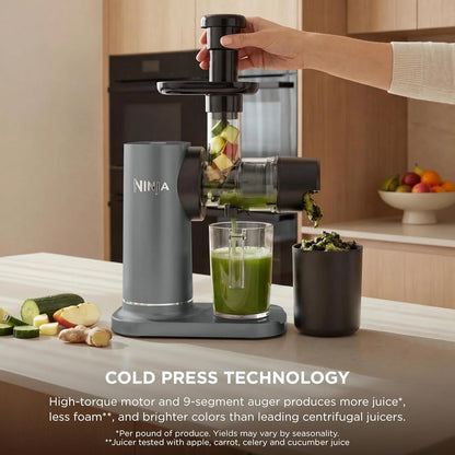 Ninja NeverClog Cold Press Juicer, 24oz Jug, 36oz Pulp, Charcoal, JC151
