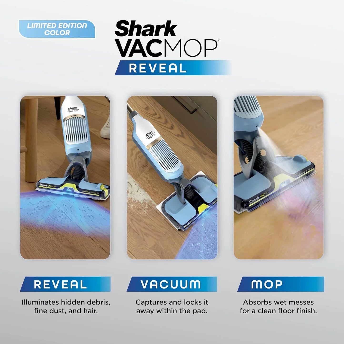 Shark VACMOP Reveal Cordless Vacuum & Spray Mop, Blue, VM401BL