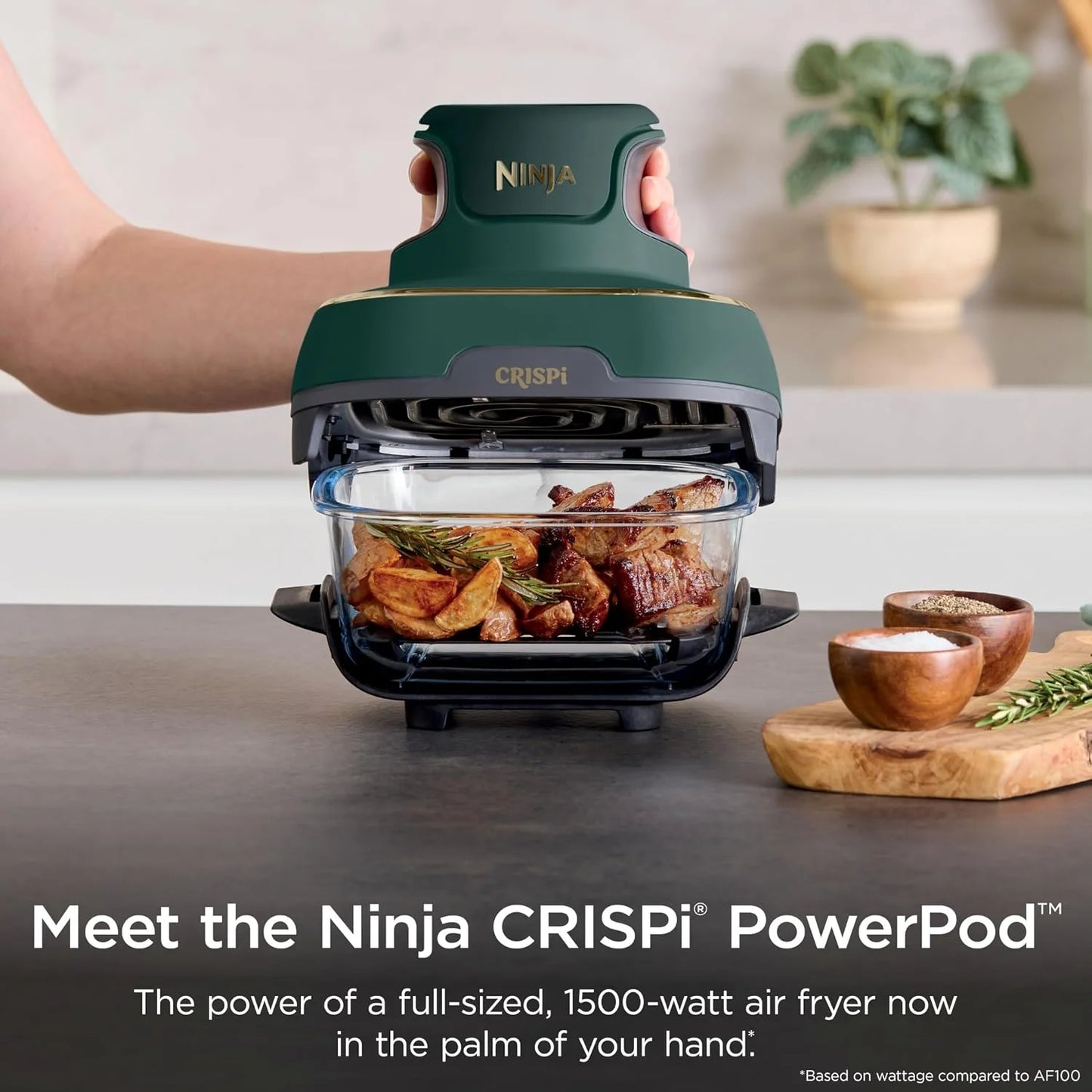 Ninja Crispi Glass Air Fryer, 5-in-1, Emerald, FN103BF