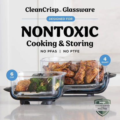 Ninja Crispi Glass Air Fryer, 4-in-1, Cobalt, FN101BL2