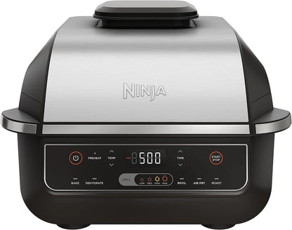 Ninja® Foodi® 6-in-1 Indoor Grill & Air Fryer, 500°F, Black/Silver, EG201