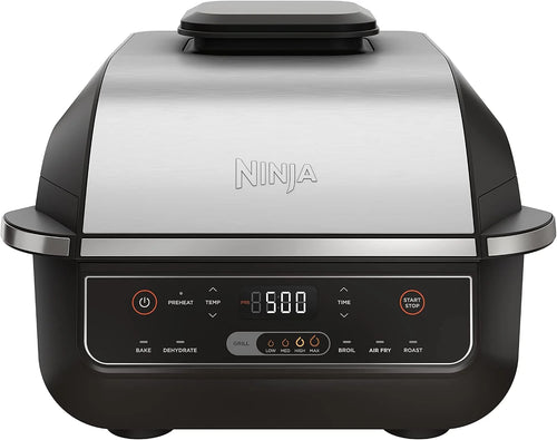 Ninja® Foodi® 6-in-1 Indoor Grill & Air Fryer, 500°F, Black/Silver, EG201